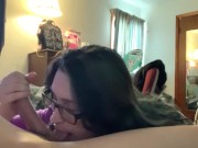 TWO HANDS AND LICKING CUM OFF BALLS BEFORE STEPMOM GETS HOME 6/16