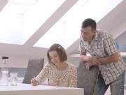 OLD4K. Busty girl and old BF have great sex that ends with amazing cumshot 1/16