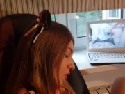 Girl Watches HER PORN and MASTURBATES: Hard Fuck with A Gag in Her Mouth | PussyKageLove 5/16