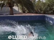 LUBED Skinny Brunette Fucks Outdoors 2/16