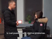 DEBT4k. Chico saca la polla dura de los pantalones para follar al deudor deslumbrante 7/16