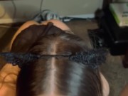 Naughty kitty gives master quick lick  13/16