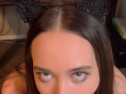 Naughty kitty gives master quick lick  8/16