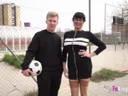 HOT MOMMY Damaris licks young cocks in the street and gets fucked