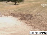 Asian teens play a game of strip golf 15/16