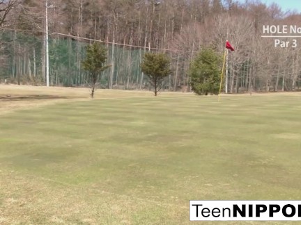 Asian teens play a game of strip golf