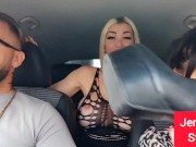 Jennyfer Stone licks her friend's boobs and masturbate a dick with her feet 6/16