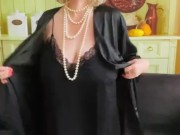 Satin negligee and copper nylons  2/16