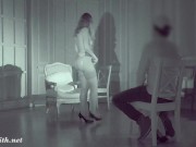 Psychologist in the darkness. Jeny Smith teasing a man. Real situation. Blindfold 12/16