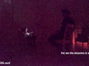 Psychologist in the darkness. Jeny Smith teasing a man. Real situation. Blindfold 9/16