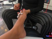 Pedicure for the Asian teen girlfriend and a footjob by her afterwards 6/16