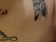 Tattooed babe rides dildo  6/16