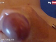 MyDirtyHobby - Sexyrachel846 Gives A Sensual Oily Handjob To Her Neighbor & He Can't Help But Cum 14/16