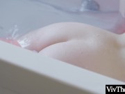 Fiery red head and beautiful brunette enjoy lesbian sex in the tub 16/16