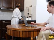 SISPORN. After dinner guy convinces stepsister to have sex in the bedroom 8/16