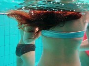 Russian babes swim all together and get each other naked 7/16