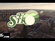 Family Strokes - Tattoed Dude Fuck His Tiny Slutty Stepsister While She Is Stuck 1/16