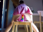 Crazy Orgasm With Chair Riding Under Squirt POV 7/16