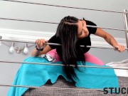 STUCK4K. Babe is nailed just to make guy help her take hand out of sofa 1/16