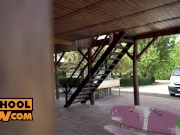 Teen sluts Tiffany Tatum, Mona Blue and Marilyn Sugar in foursome 3/16