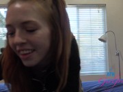 Redheaded schoolgirl in pigtails gets her pussy eaten and sucks cock (POV) Amateur Madi Collins 9/16