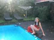 Marfa is cute shy Russian pornstar who gets naked in the pool 7/16