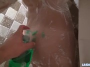 Showering solo teen masturbates under the water 2/16
