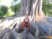 This teen has no limits! Parading her naked body around the streets of Seville 1/16