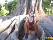 This teen has no limits! Parading her naked body around the streets of Seville 2/16