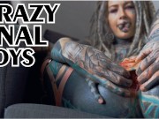 TATTOO teen in high heel ANAL stretching with big toys - ATM, big dildos, GAPE, prolapse play (goth, punk, alt porn)