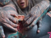 TATTOO teen in high heel ANAL stretching with big toys - ATM, big dildos, GAPE, prolapse play (goth, punk, alt porn) 14/16