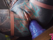 TATTOO teen in high heel ANAL stretching with big toys - ATM, big dildos, GAPE, prolapse play (goth, punk, alt porn) 3/16