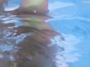 Swimming pool teen with big boobs Anastasia swimming naked 16/16