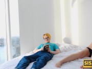 SISPORN. Teen blonde has sex with stepbro near her relaxed boyfriend 4/16