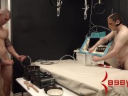 Cum hungry slobbering teen bondage slut ass rammed and sucking two ccoks 13/16