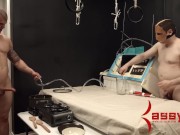 Cum hungry slobbering teen bondage slut ass rammed and sucking two ccoks 14/16