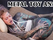Alternative girl fucking her ANAL with BIG STEEL TOY, anal GAPES; prolapse, goth, teen, masturbation, girl solo