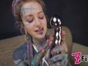 Alternative girl fucking her ANAL with BIG STEEL TOY, anal GAPES; prolapse, goth, teen, masturbation, girl solo 11/16