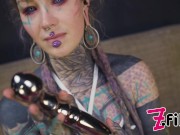 Alternative girl fucking her ANAL with BIG STEEL TOY, anal GAPES; prolapse, goth, teen, masturbation, girl solo 5/16