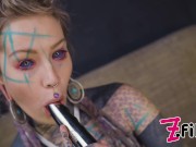 Alternative girl fucking her ANAL with BIG STEEL TOY, anal GAPES; prolapse, goth, teen, masturbation, girl solo 6/16