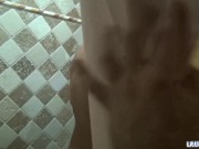 Little Bailey Fingering her shaved Pussy in the Shower 1/16