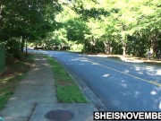 Sheisnovember Crawls Into Middle Of The Road With Upskirt Dress Exposing Black Pussy In Public Outside 4/16