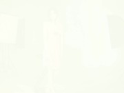 Brown Haired Nubile Model in a Cute Pink Dress Posing 2/16