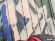 Pretty girlfriend jerking and sucking a cock outside in public 6/16