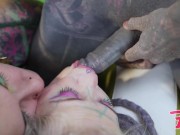 Alternative Girls in threesome with tattooed dick - ANAL GAPEs, Ass to mouth, group sex, tattoo goth, punk, alternative