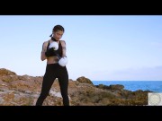 Boxer Bound And Spanked, then Eats Ass of Her Dom at the Spanish Sea 5/16