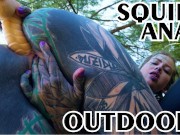 Naughty TATTOO girl ANAL masturbation outdoors - ASS play in PUBLIC, anal gape, pee, squirt, teen, prolapse, outdoors