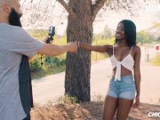 CHICASLOCA - Brunette Latina Boni Brown Gets Her Wet Ebony Pussy Fucked In Public - MAMACITAZ 1/16