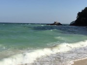 Divine Blonde with Large Breasts Naked at the Beach 11/16