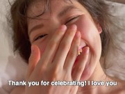 プレゼントは私だよ♡JD彼女が裸リボンでHなサプライズ→ラブラブSEXでお返し♡RYO＆YUU♡素人カップル/顔出し/歳の差/10代/スタイル抜群/美少女/色白美乳/English subtitle 15/16